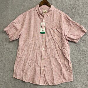 NEW Weatherproof Vintage Men's XL Short Sleeve Linen Blend Shirt Red
